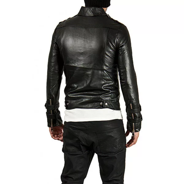 Mens Biker Slim Fit Asymmetrical Jacket