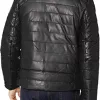 Mens Puffer Leather Jacket