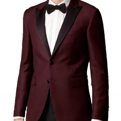 Men's Burgundy Wool Blazer