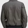 Mens Grey Leather Bomber Jacket