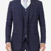 Mens Navy Blue Check Suit