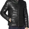 Mens Puffer Leather Jacket