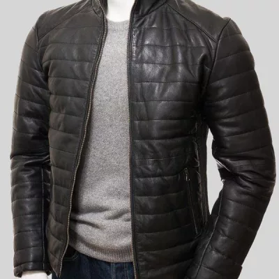 Mens Black Quilted Leather Jacket
