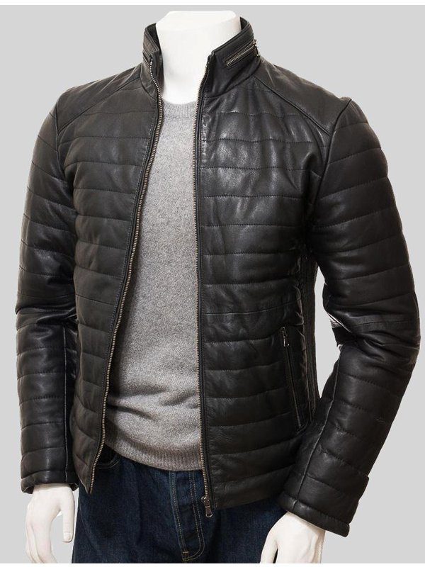 Mens Black Quilted Leather Jacket