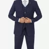 Mens Navy Blue Check Suit